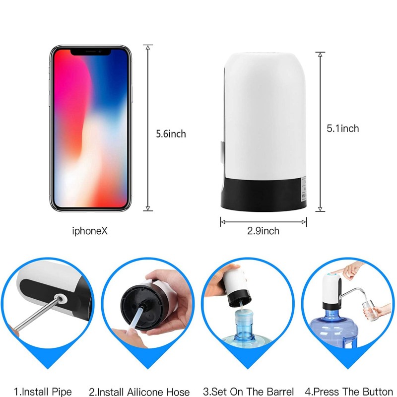 Water Bottle Pump USB Charging  Auto Switch Drinking Dispenser Charging Water Pump One Click Auto Switch Drink Pump Dispenser