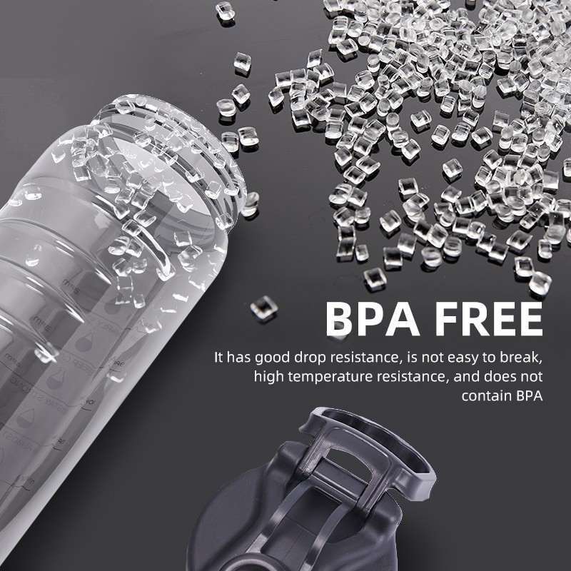 FEIJIAN 2 Liter Water Bottle With Straw Large Portable Travel Bottles Sports Fitness Cup with Time Scale