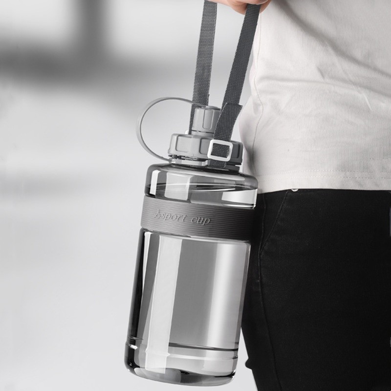 Water Bottle 2 Liters with Straw Half Gallon Gourd Motivational Travel Plastic Bottles for Training Sport Fitness Gym