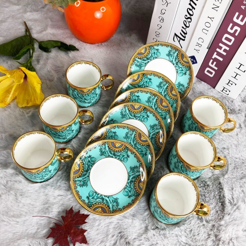 80ml Espresso Cup With Saucer Mini Bone China Tea Cup Set Of 6 Pieces Black Gift Box Holiday Gift Luxury Ceramic Small Cup