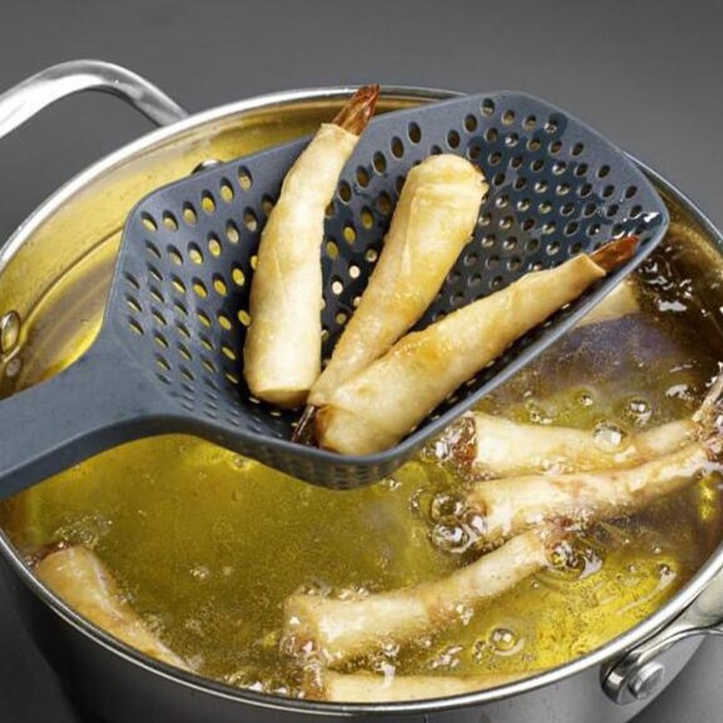 Kitchen Nylon Soup Food Strainer Scoop Anti-Scald Skimmer Strainer Fry Food Filter Mesh Ladle Portable Home Kitchen Cooking Tool