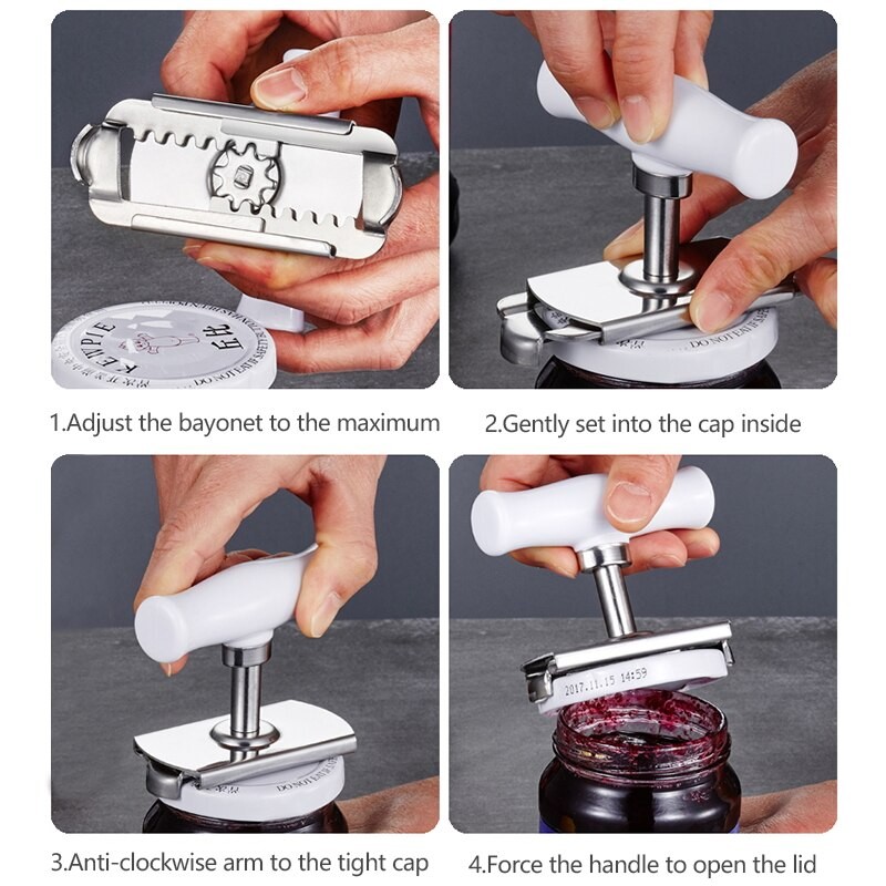 Adjustable Jar Opener Stainless Steel Lids off Jar Openers Bottle Opener Kitchen Gadgets Accessories Can Opener for 3-9.5CM