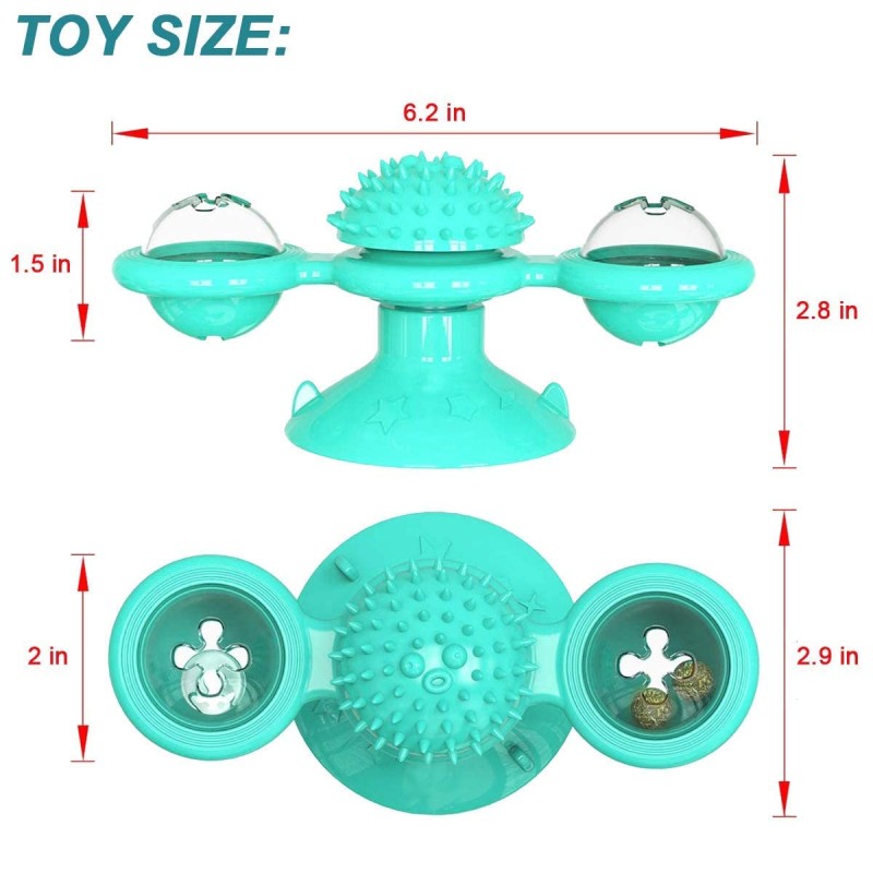 Suction Cup Windmill Kitten Toys Cat Toothbrush Toy Kitty Toys with Hair Brush Turntable Massage Scratching Tickle for Cats