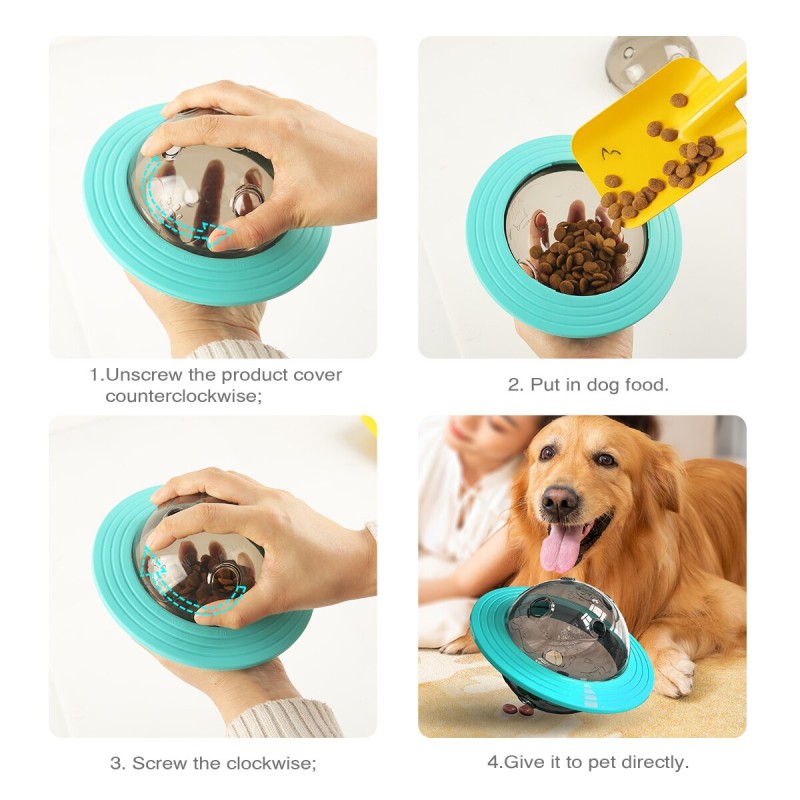 New Dog Fun Flying Saucer Leakage Food Ball Interactive Pet Toys Slow Food Feeder Training Exercise Bowl Pet Play Feeding Balls