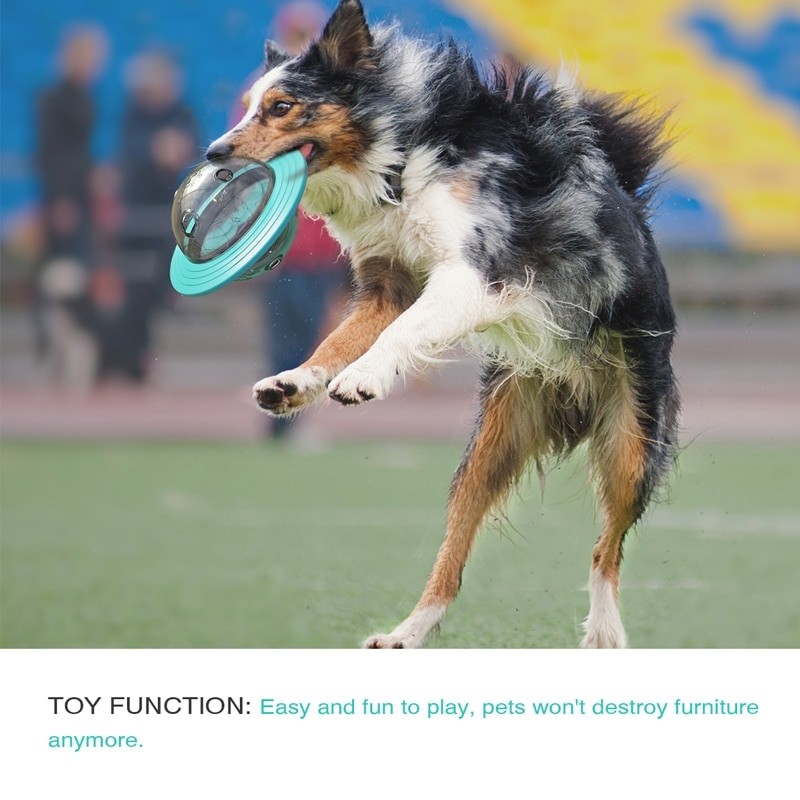 New Dog Fun Flying Saucer Leakage Food Ball Interactive Pet Toys Slow Food Feeder Training Exercise Bowl Pet Play Feeding Balls