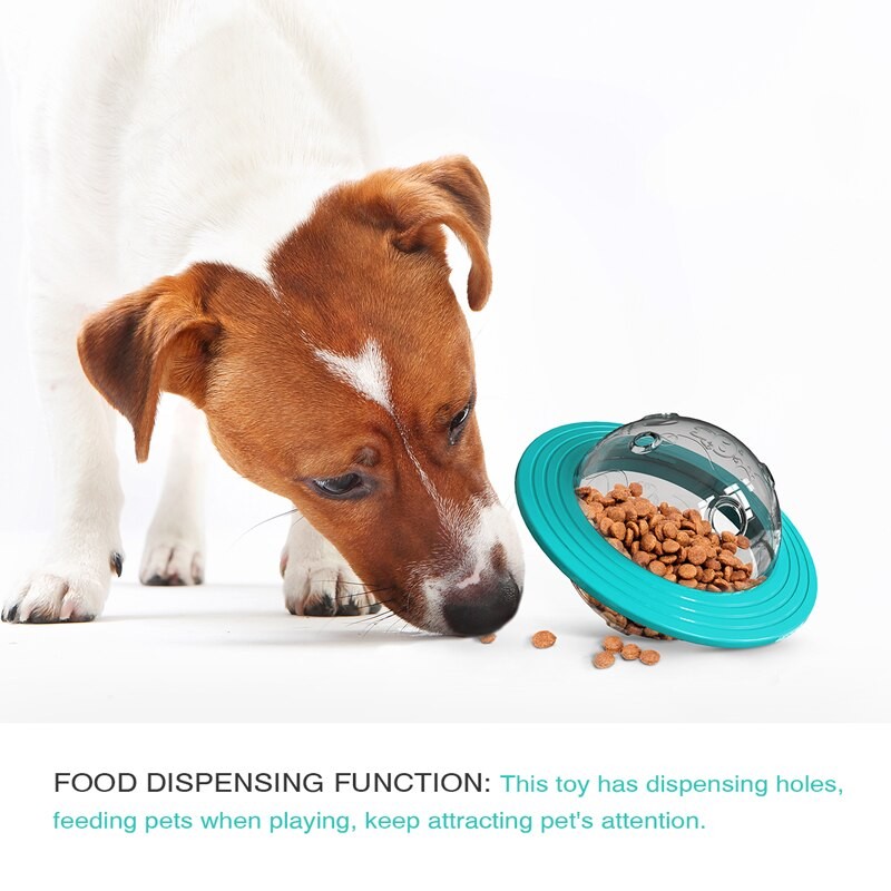 New Dog Fun Flying Saucer Leakage Food Ball Interactive Pet Toys Slow Food Feeder Training Exercise Bowl Pet Play Feeding Balls
