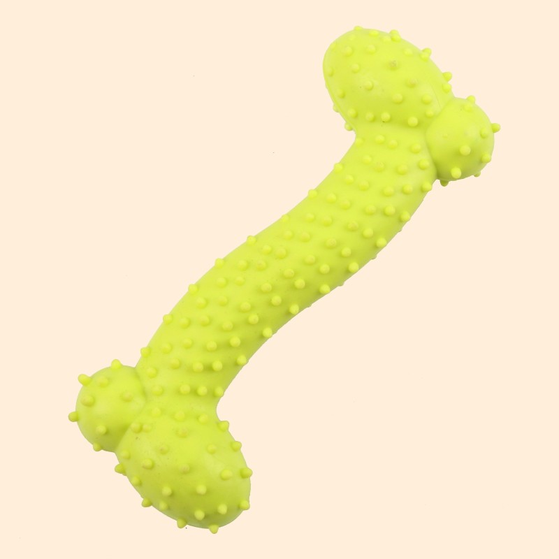 1pc Solid Rubber Bone Bite Resistant Dog Toy Random Color