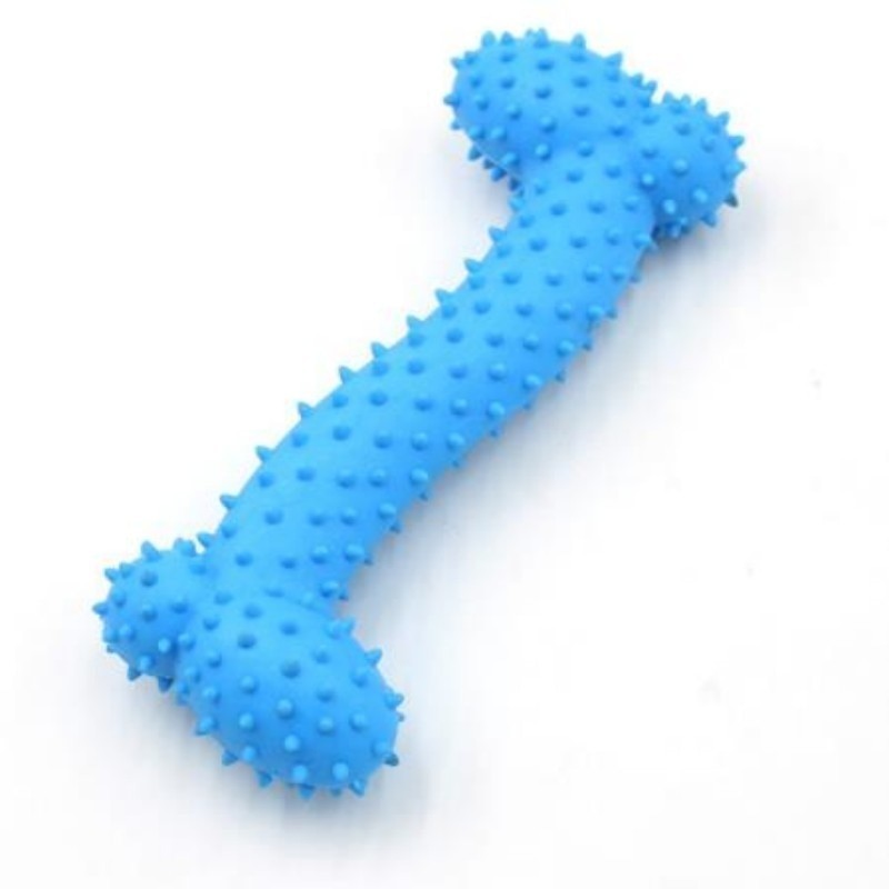 1pc Solid Rubber Bone Bite Resistant Dog Toy Random Color