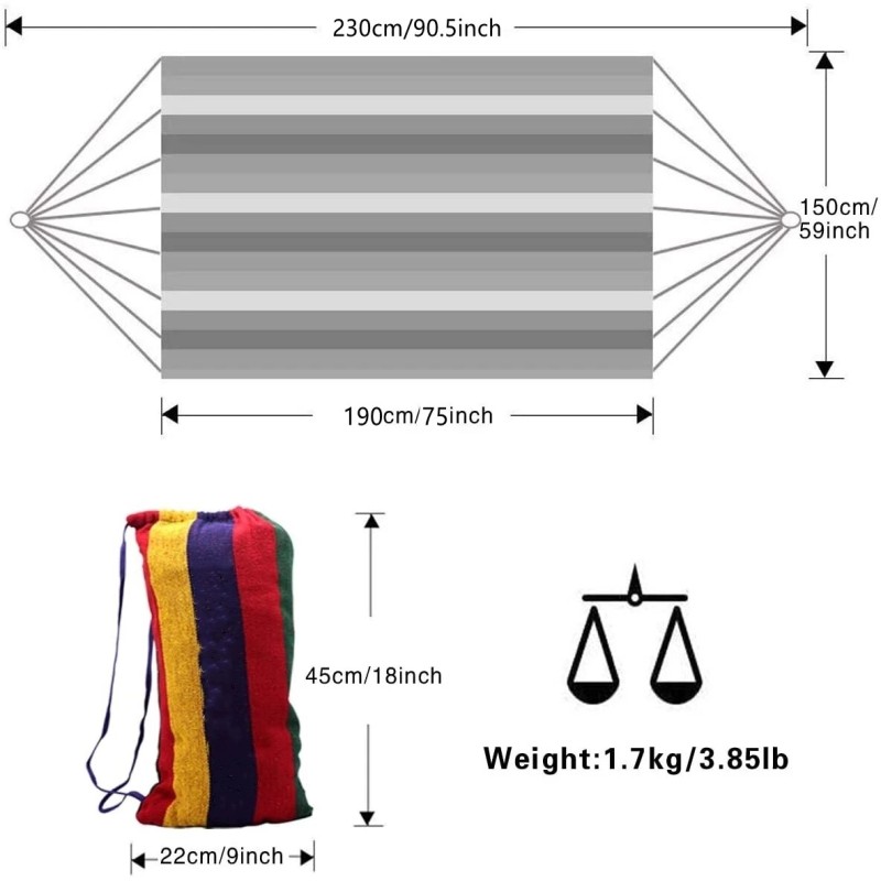 Outdoor Hammock Portable Garden Hammock Sports Home Travel Camping Swing Canvas Stripe Hang Bed Hammock 1~2 People