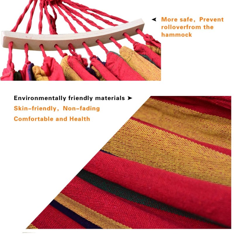 Outdoor Hammock Portable Garden Hammock Sports Home Travel Camping Swing Canvas Stripe Hang Bed Hammock 1~2 People