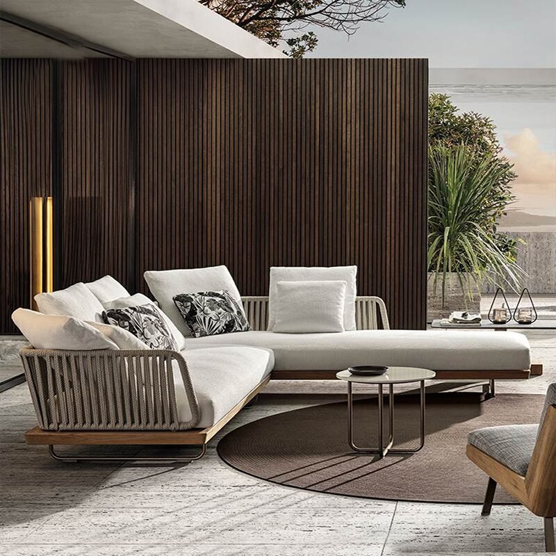 High Quality outdoor sofa teak aluminum alloy modern style living room garden furniture set