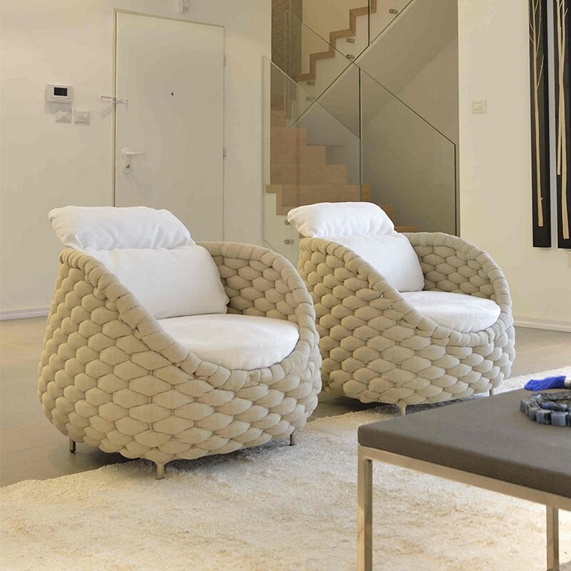 Rattan Chair Sofa Outdoor Terrace Sofa Tea Table Combination Living Room Courtyard Model Room Outdoor Furniture