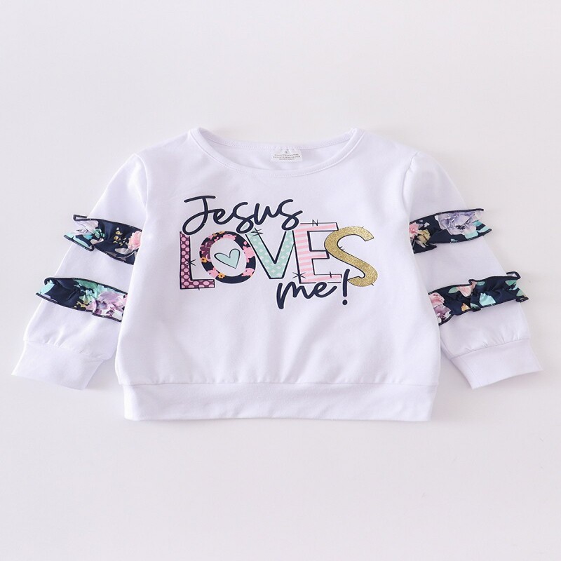 Girlymax Sibling Clothing Girls Jesus Loves Me Floral Cotton Dress Girls Top Shirts