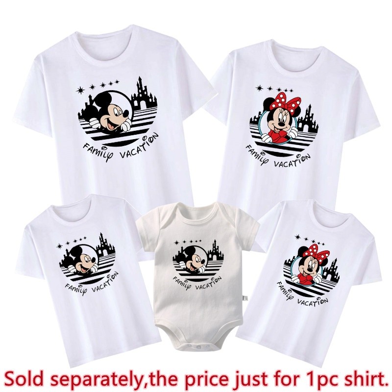 2023 Disney Family Vacation Clothes Mickey Mouse Fashion Disneyland Trip T-shirts Summer Casual Ropa Funny Family Look Outfits