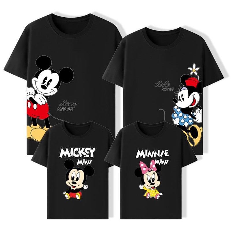 Summer Family Matching Outfits Mommy Daddy Kid Son Baby T-Shirt Shirts Clothes Child Mickey Minnie Tops Plus size matching sets
