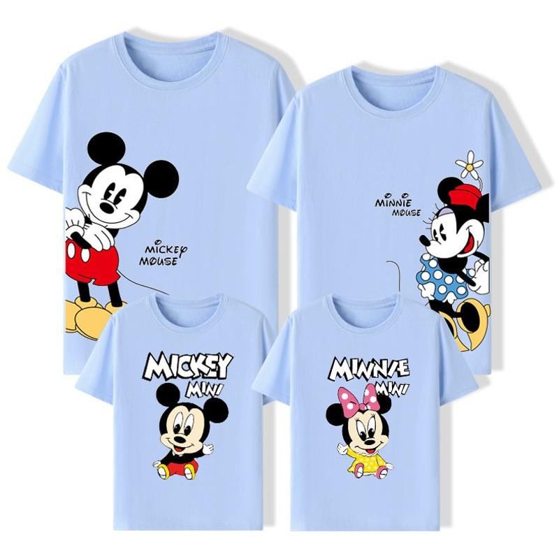 Summer Family Matching Outfits Mommy Daddy Kid Son Baby T-Shirt Shirts Clothes Child Mickey Minnie Tops Plus size matching sets