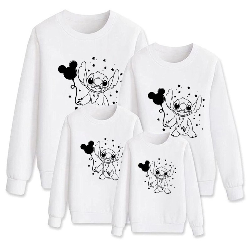 Balloon Stitch Loose Print Unisex Sweatshirt Basic Minimalist Cartoon Arrivals Disney Loose Letter Family Look Camiseta Hoodies