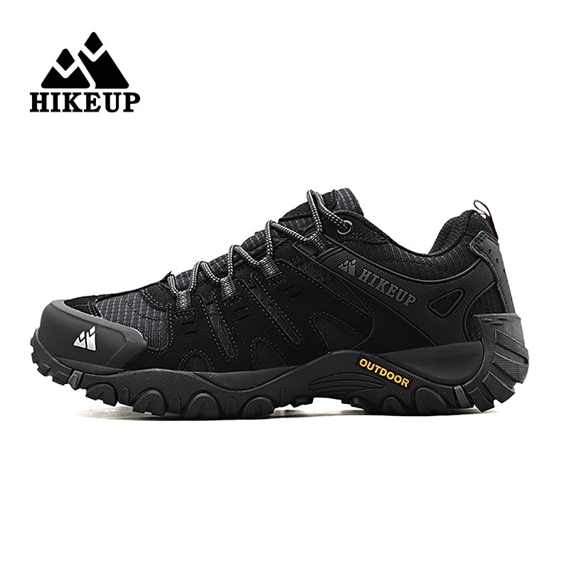 HIKEUP Men's Hiking Shoes Suede Leather Outdoor Shoes Wear-resistant Men Trekking Walking Hunting Tactical Sneakers