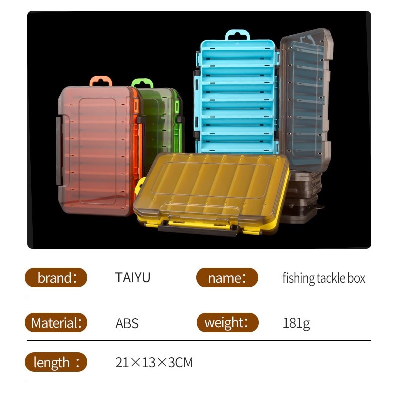 TAIYU Fishing Tackle box 14 Compartments Fishing Accessories Lure Hook Storage Case Double Sided Fishing Tool organizer boxes