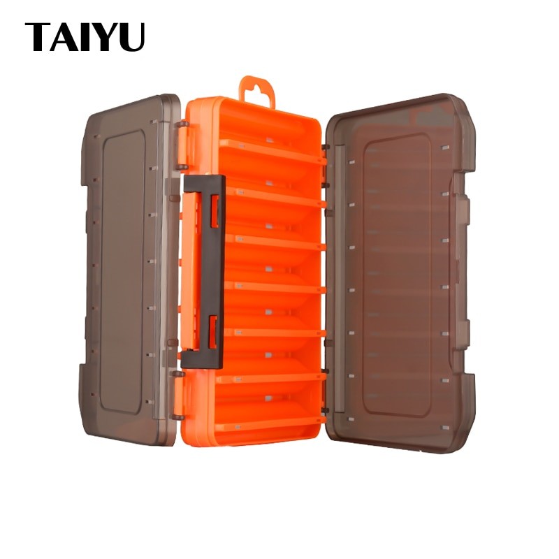 TAIYU Fishing Tackle box 14 Compartments Fishing Accessories Lure Hook Storage Case Double Sided Fishing Tool organizer boxes