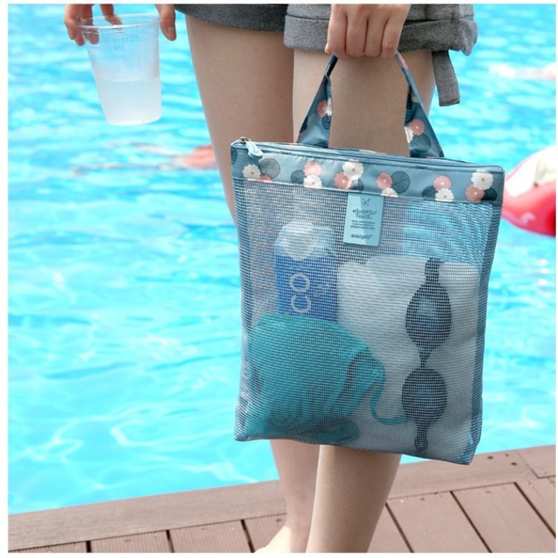 Summer Swimming Beach Bag Swimsuit Mesh Storage Bag Mesh Buggy Bag Wash Bag Sports Handbag Small Size