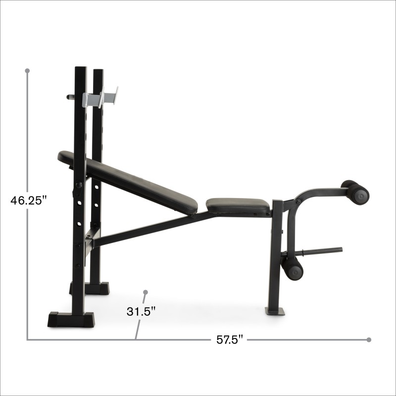 Adjustable Multifunctional Standard Weight Benches With Barbell Rack, 410 Lb. Total Weight Capacity, For Home Fitness Exercise