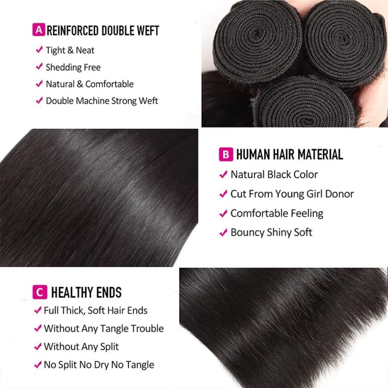 Vanlov Straight Hair Brazilian Straight Human Hair Weave Bundles Natural Black 1/3/4 pcs/lot 100% Human Hair Bundles Remy Hair