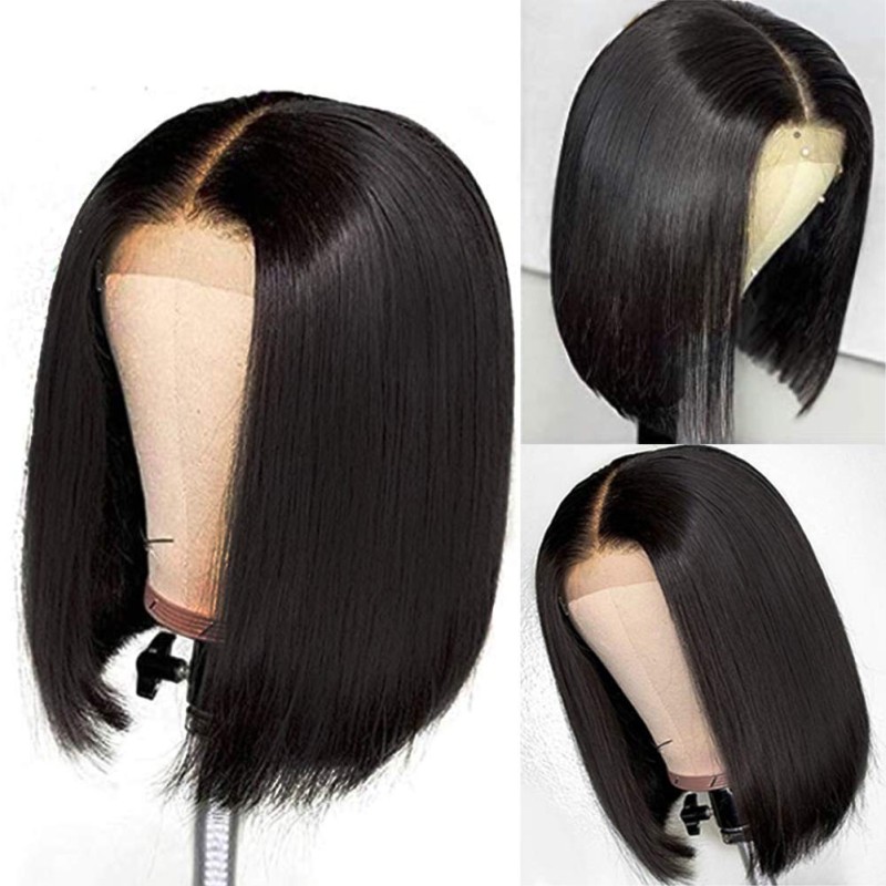 Straight Short Bob Wigs Part Lace Wig Human Hair Glueless Brazilian Straight Short Bob Wigs Human Hair 5*1 Lace Closure Wig