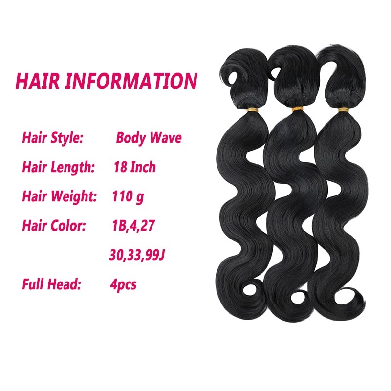 Belle Show Body Wave Hair Weave Bundles Heat Resistant Fiber Hair Weave Bundles Hair Extensions For Black Women