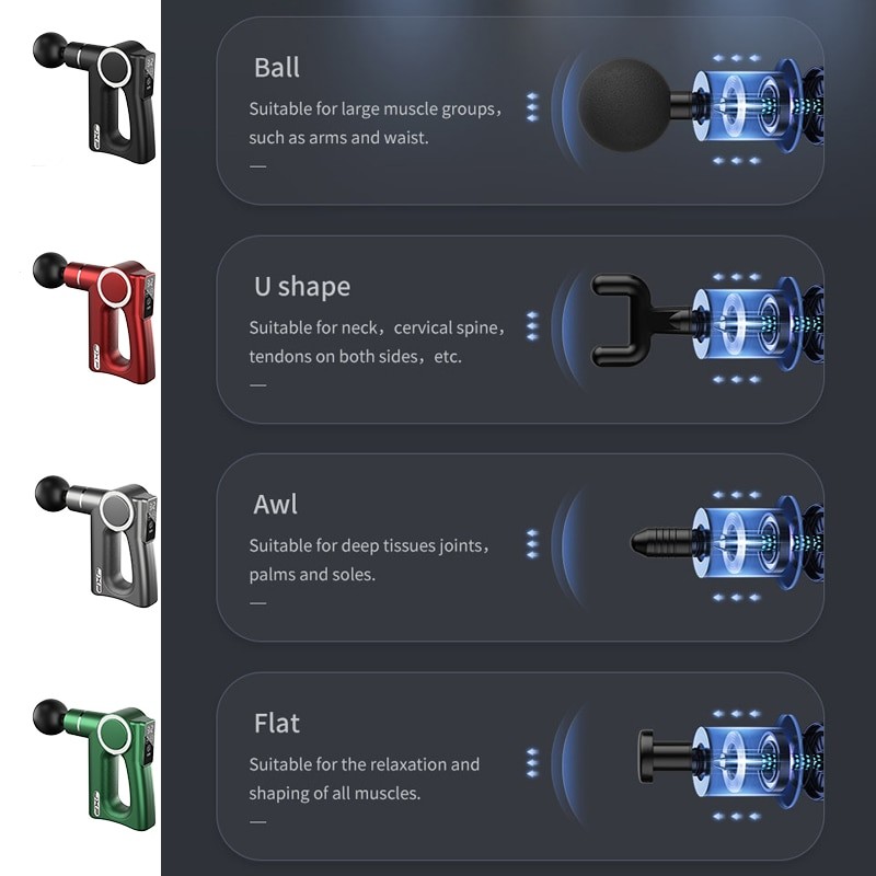 Jxp Square Massage Gun Masajeador Lcd Screen Muscle Sport Massager Battery Electric Portable Fitness Gun for Massag Machine New