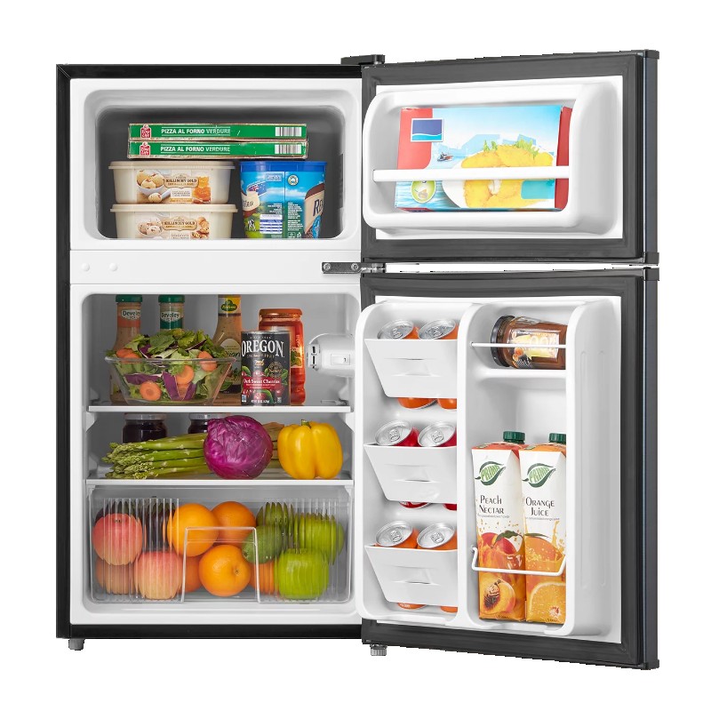 Arctic King 3.2 Cu Ft Two Door Compact Refrigerator with Freezer, Stainless Steel, E-star
