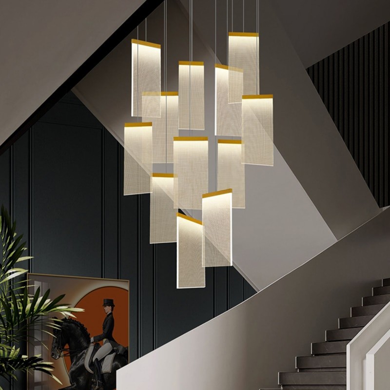 Long Lamp Shade Living Room Large Chandelier Staircase Long Lamp High-rise Mezzanine Exhibition Hall Dining Room Chandelier