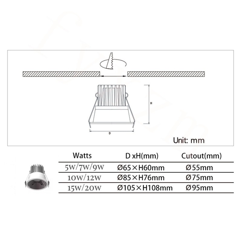 Dimmable Recessed Anti Glare COB LED Downlights 5W/7W/9W/10W LED Ceiling Spot Lights AC85~265V Background Lamps Indoor Lighting