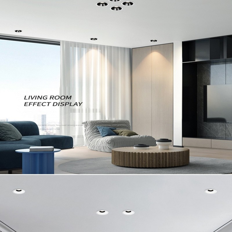 Ultra-thin Recessed Anti-Glare LED COB Spotlight Dimmable 5W 7W 9W 12W Round Ceiling LED Downlight Office Clothes Store Lighting