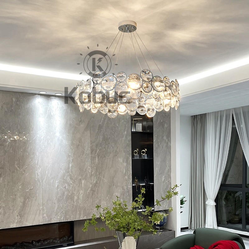 Kobuc Modern Crystal Chandelier Elegant K9 crystal Gold Chrome Stainless Steel Suspension Lamparas for Dining room Living Room