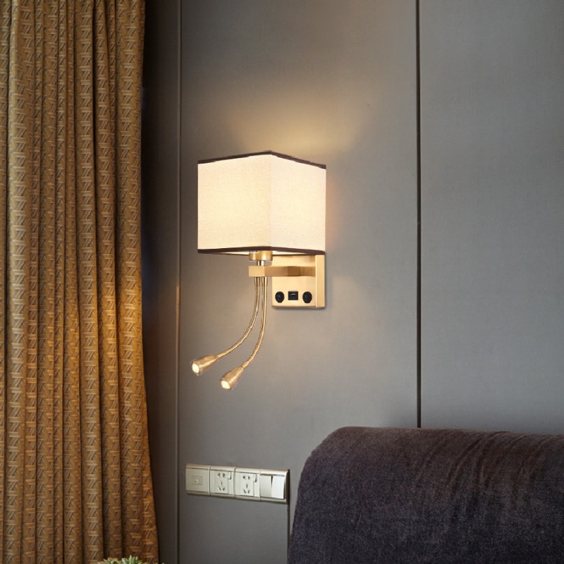 Modern Led Bedside Reading Wall Lamp WIth USB Fast Charge Spotlight Bedroom Living Hotel Room Wall Light Home Decoration Fixture
