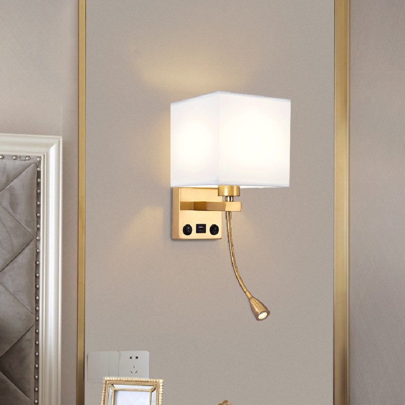 Modern Led Bedside Reading Wall Lamp WIth USB Fast Charge Spotlight Bedroom Living Hotel Room Wall Light Home Decoration Fixture