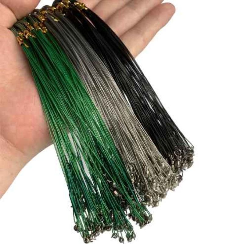 Anti Bite Steel Fishing Line Steel Wire Leader With Swivel Fishing Accessory Lead Core Leash Fishing Wire 15cm 20cm 25cm 30cm