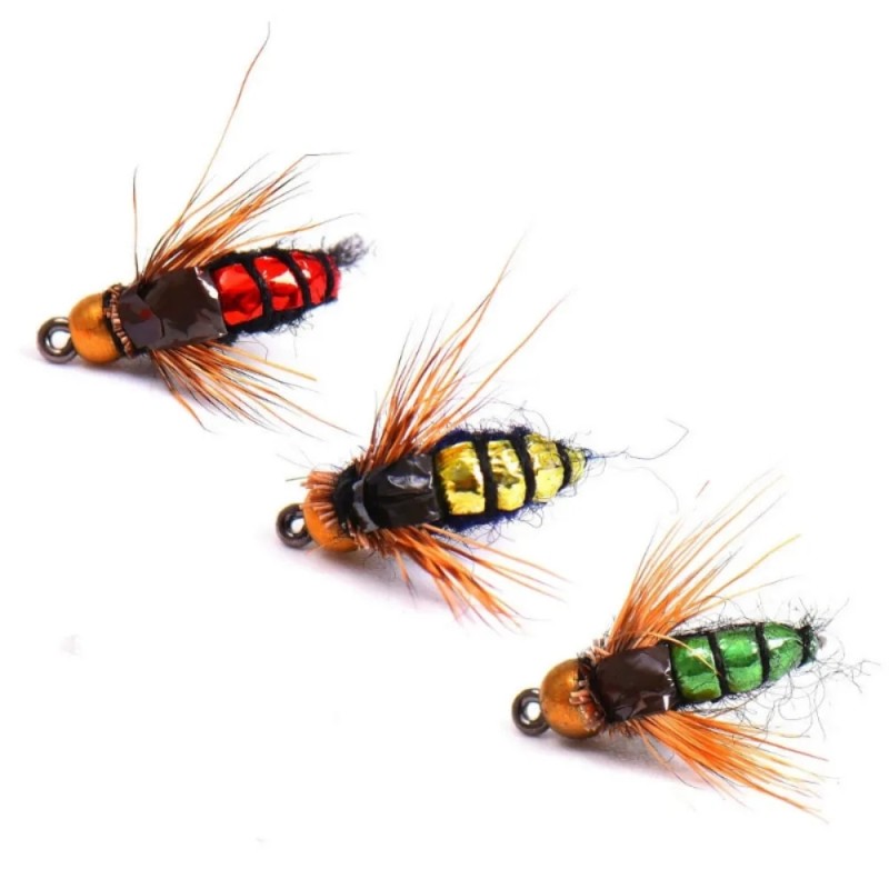 5/10pcs Brass Bead Head Fast Sinking Nymph Scud Fly Bug Worm Trout Fishing Flies Artificial Insect Fishing Bait Lure - Fishing Lures - AliExpress