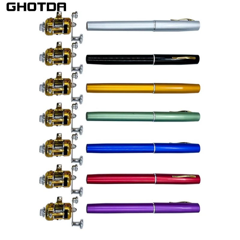 Fishing Rod Reel Combo Set Mini Telescopic Pocket Pen Fishing Rod Pole + Reel| |   - AliExpress