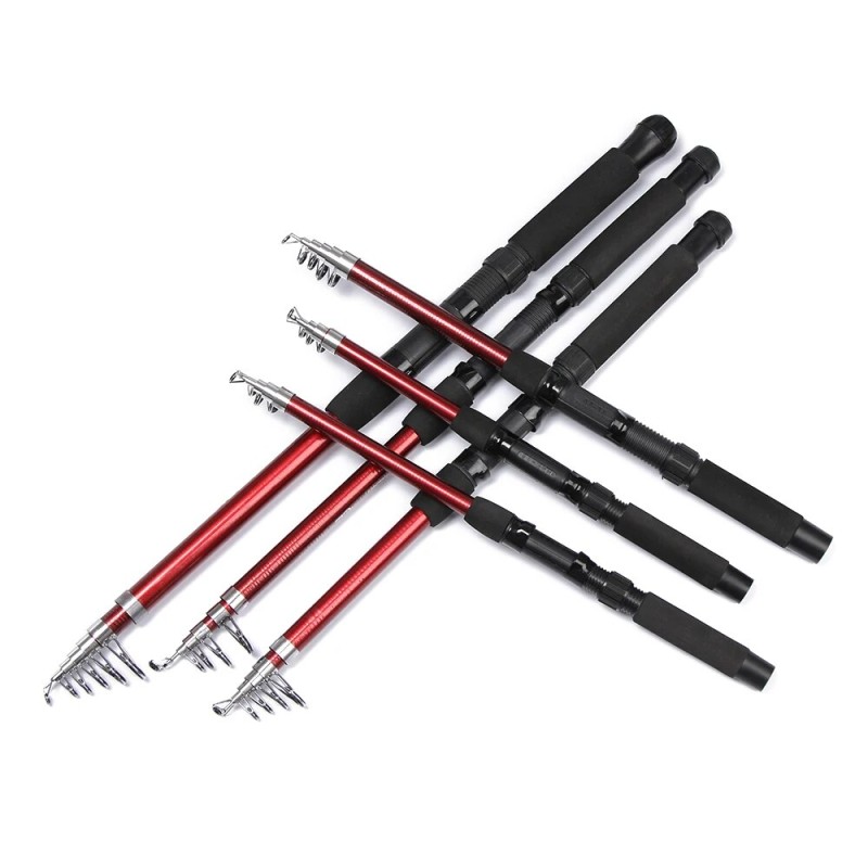 Red Telescopic Fishing Rod Glass Fiber Reinforced Plastic Sea Ocean Rock Saltwater Fishing Pole 1.5/ 1.8/2.1/ 2.4/2.7/3M| |   - AliExpress