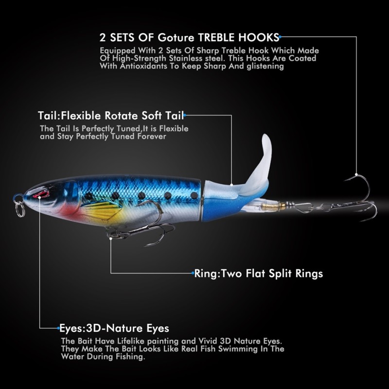 Goture Whopper Popper 10cm/11cm/14cm Topwater Fishing Lure Blowups Pike Baits Rotating Tail Fishing Tackle Crankbait Wobblers - Fishing Lures - AliExpress