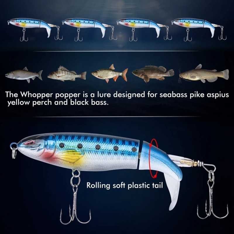 Goture Whopper Popper 10cm/11cm/14cm Topwater Fishing Lure Blowups Pike Baits Rotating Tail Fishing Tackle Crankbait Wobblers - Fishing Lures - AliExpress