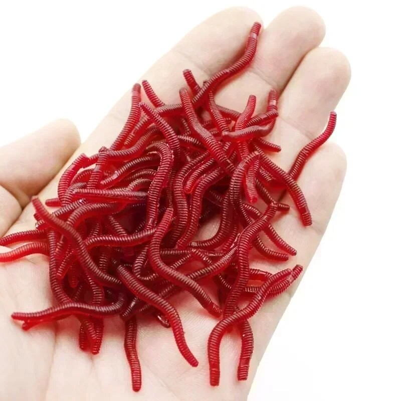 50/100pcs Soft Lure Bass Bream Bloodworm Fishing Lure Earthworm Worm Rubber Red Worms Baits Fishy Smell Realistic Tackle - Fishing Lures - AliExpress