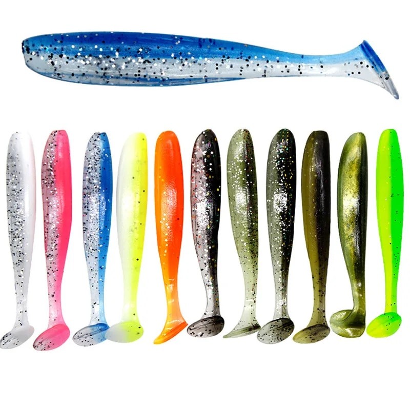 10 50Pcs 70Mm Soft Fishing Lure Artificial Silicone Trout Shad Carp Worm Sinking Bait T Tail Jigging Wobbler Fishing Lure Tackle| |   - AliExpress