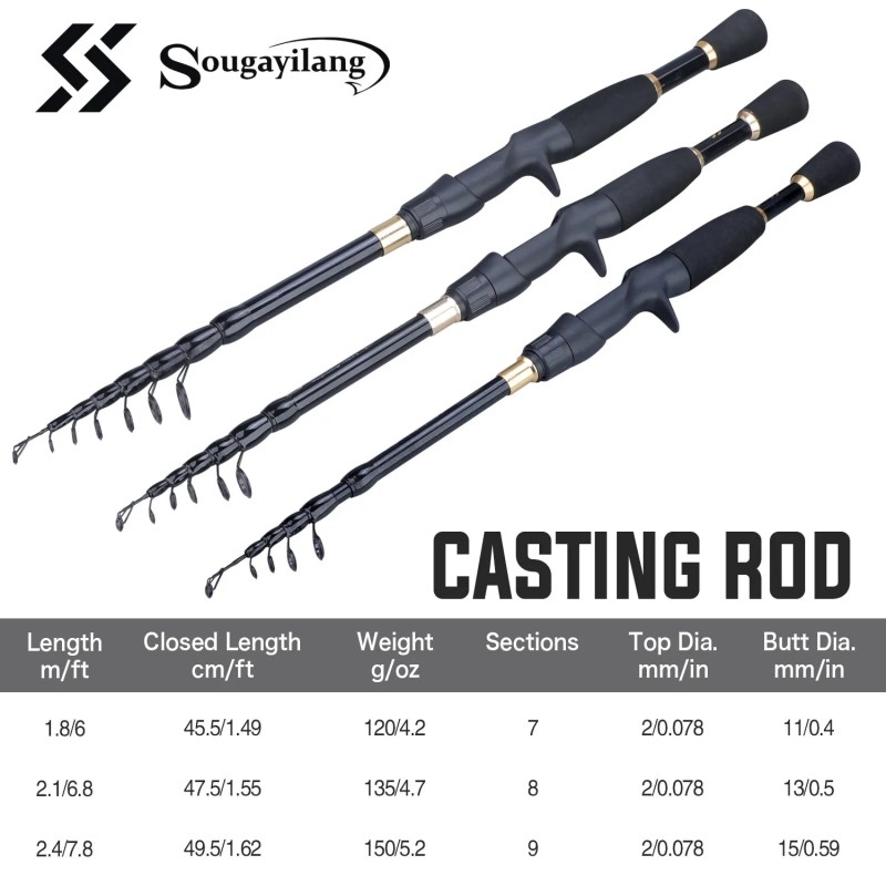 Sougayilang 1.8 2.4m Telescopic Fishing Rods Ultralight Weight Spinning Casting Carbon Pole Fishing Accessories  CaÃƒÂ±a De Pescar| |   - AliExpress