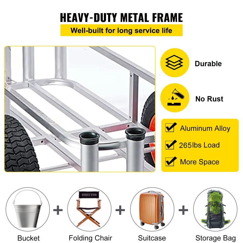 VEVOR Aluminum Beach Fishing Cart 500 lbs Capacity Fish and Marine Carts w/ Rod Holders & 10 Big Wheels Balloon Tires for Sand| |   - AliExpress"