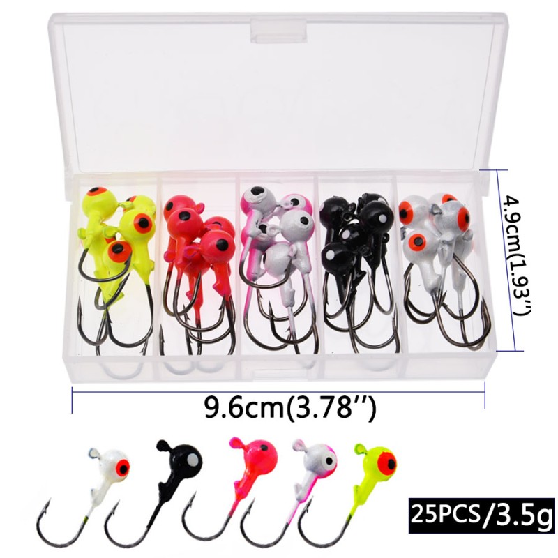 JYJ a box 1g 1.5g 2g 3g 3.5g fishing hook jig round head hook with mix colors , fishing tackle hook for soft grub worm baits| |   - AliExpress