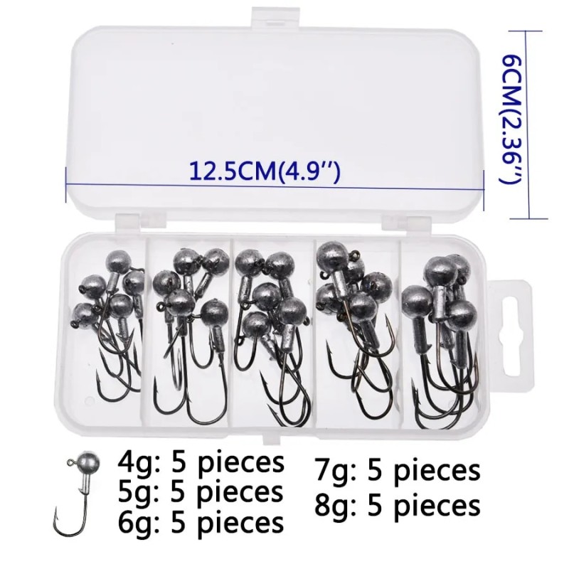 JYJ a box 1g 1.5g 2g 3g 3.5g fishing hook jig round head hook with mix colors , fishing tackle hook for soft grub worm baits| |   - AliExpress