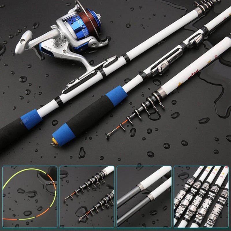 Telescopic Fishing Rod and Spinning Reel Combo Set with Fishing Line, Fishing Lures Kit & Accessories for Saltwater Freshwater| |   - AliExpress